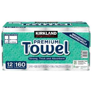 Kirkland Signature 2-Ply Paper Towels, White, 160 Create-A-Size Sheets, 12 ct-SAMDAY1